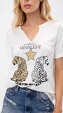 Cotton Distressed Rhinestone Stat Tiger Moonlight