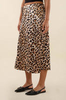 Daphne Leopard Satin Midi Skirt