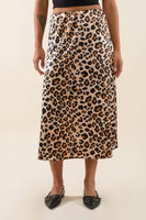Daphne Leopard Satin Midi Skirt