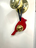 Cardinal Keepsake Bell W/ Black Ribbon: Brass