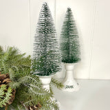 Bottle Brush Tree Set in Vintage Holly Candle Holders