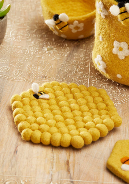Bee Felt Hexagon Trivet