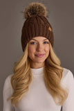 Brown Cable Knit Design Pom Hat