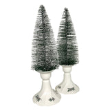 Bottle Brush Tree Set in Vintage Holly Candle Holders