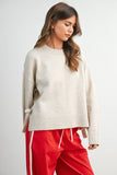 Eva Tie Split-Hem Crewneck Sweater