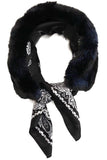 Faux Fur Neck Shawl for Silky Satin Neckerchief Cover: Black