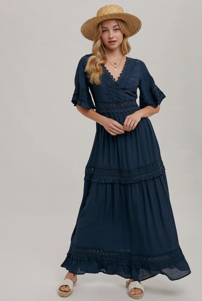 Avery Lace Trim Maxi Dress