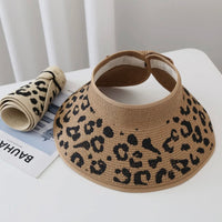 Skyler Leopard Print Foldable Straw Hat