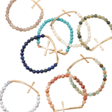 Cross beaded stretch bracelet