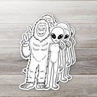 Bigfoot and Aliens Sticker: 3