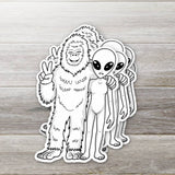 Bigfoot and Aliens Sticker: 3