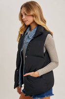 Claire Denim Layered Puffer Vest