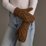 Brown Cable Knit Mittens