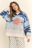 Scenic Mountain Landscape Half-Zip Sweater