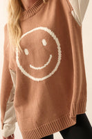 Courtney Smiley Face Contrast Stripe Panel Sweater