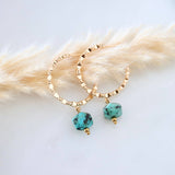 African Turquoise Textured Hoop Earrings