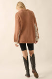 Courtney Smiley Face Contrast Stripe Panel Sweater