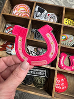 Horseshoe Pink Embroidered Patch