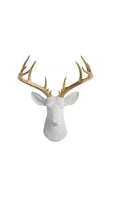 Faux Deer Head Sculpture Wall Mount: White And Gold