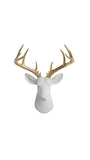 Faux Deer Head Sculpture Wall Mount: White And Gold