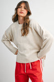 Eva Tie Split-Hem Crewneck Sweater
