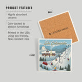 Ceramic Coaster Colorado, Retro Ski Resort