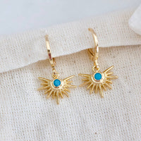 Earrings Turquoise Starburst Huggie