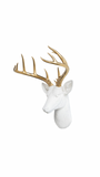 Faux Deer Head Sculpture Wall Mount: White And Gold