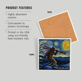 Ceramic Coaster Colorado Bigfoot Skis Starry Night