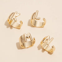 Bubble Design Initial Gold Plated Rings