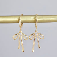 CZ Bow Huggie Earrings