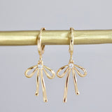 CZ Bow Huggie Earrings