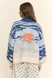 Scenic Mountain Landscape Half-Zip Sweater