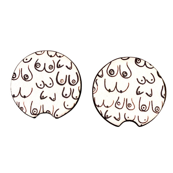 Car Coasters “Boobies" Set of 2