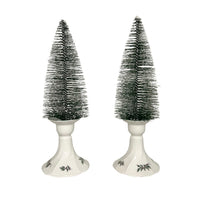 Bottle Brush Tree Set in Vintage Holly Candle Holders