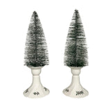 Bottle Brush Tree Set in Vintage Holly Candle Holders