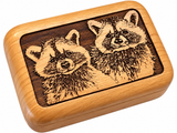 Raccoon wooden engraved box