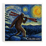 Ceramic Coaster Colorado Bigfoot Skis Starry Night