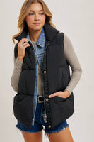 Claire Denim Layered Puffer Vest