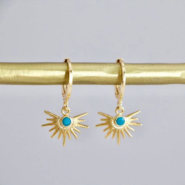 Earrings Turquoise Starburst Huggie