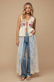 Ruby Heart-Bloom Lace Maxi Vest