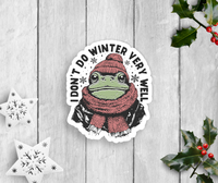Winter Frog Vinyl Sticker