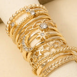 Twelve Piece Moon Stars Assorted Ring Set