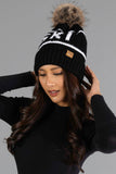 Black & White Ski Pom Hat