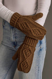 Brown Cable Knit Mittens