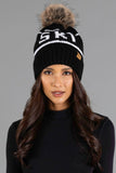 Black & White Ski Pom Hat