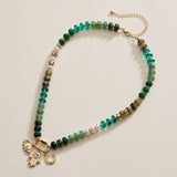 Jade Glass Bead Necklace with Charms
