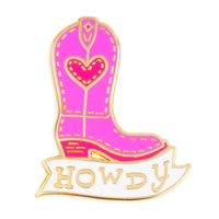 Howdy Cowgirl Boot Enamel Pin
