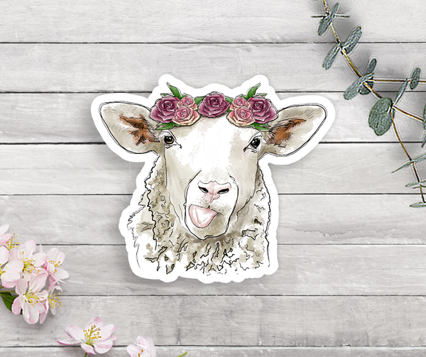 Floral Sheep Vinyl Sticker