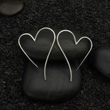 Sterling Silver Wire Heart Hoop Earrings